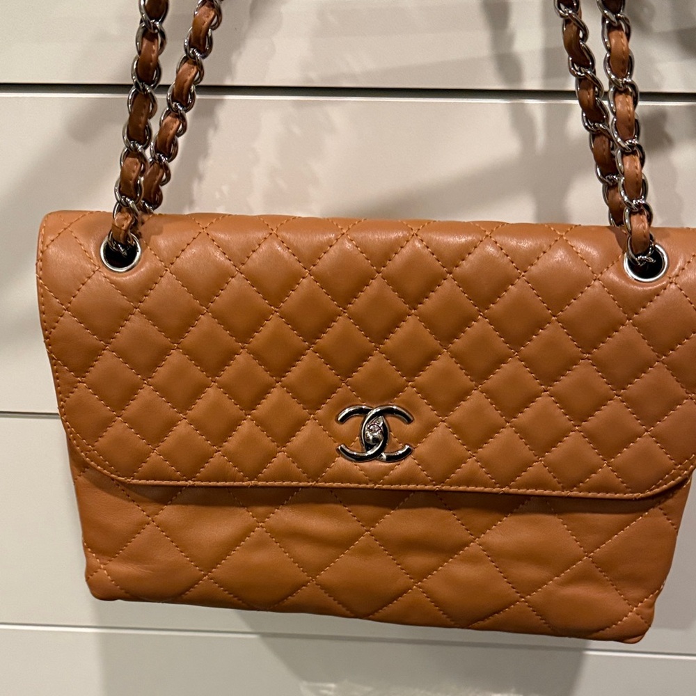 CHANEL Tan Quilted Shoulder Bag